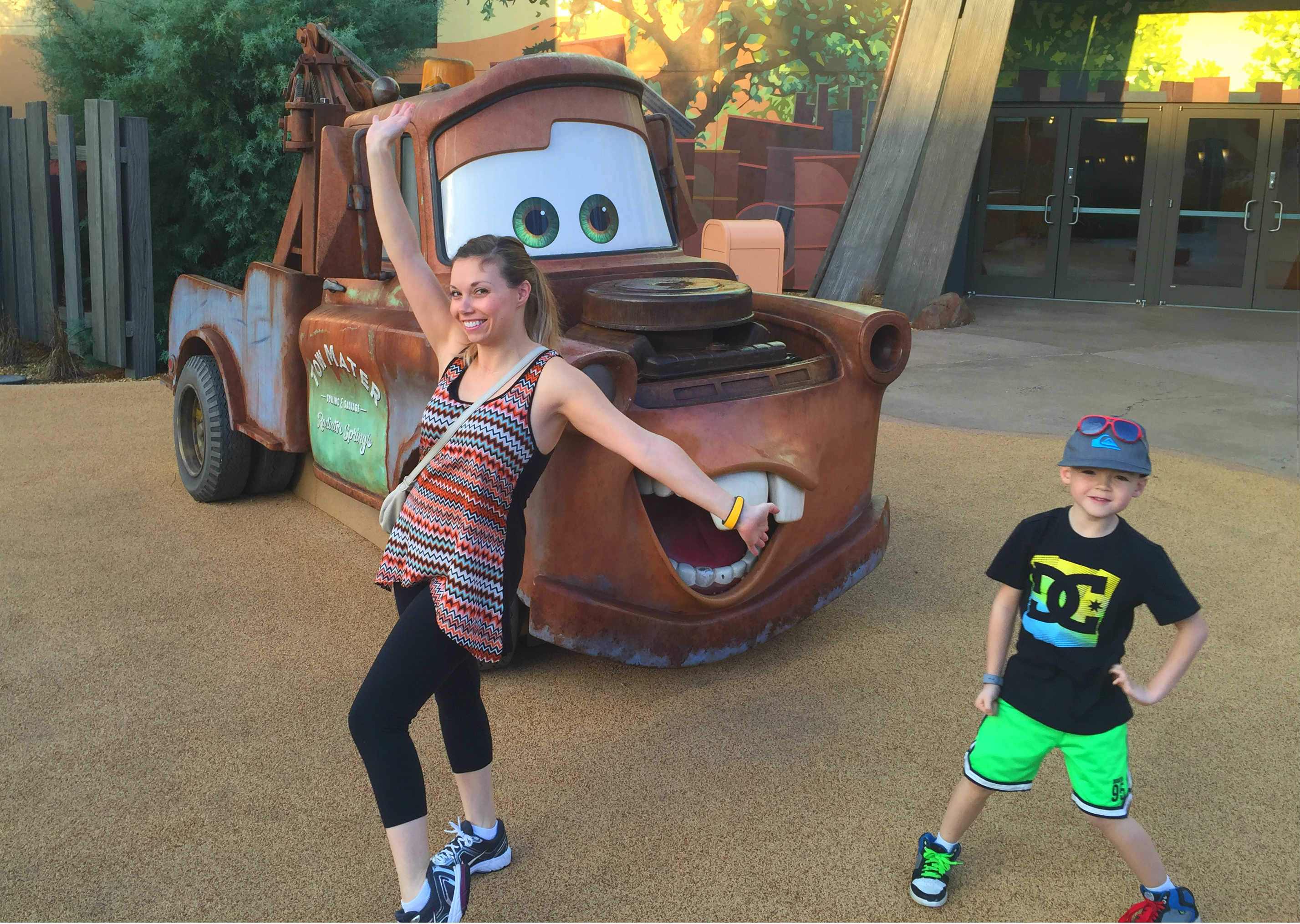 posing in front of mater