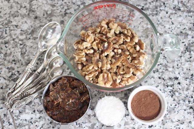 Chocolate walnut energy bites ingredients - Amidst the Chaos